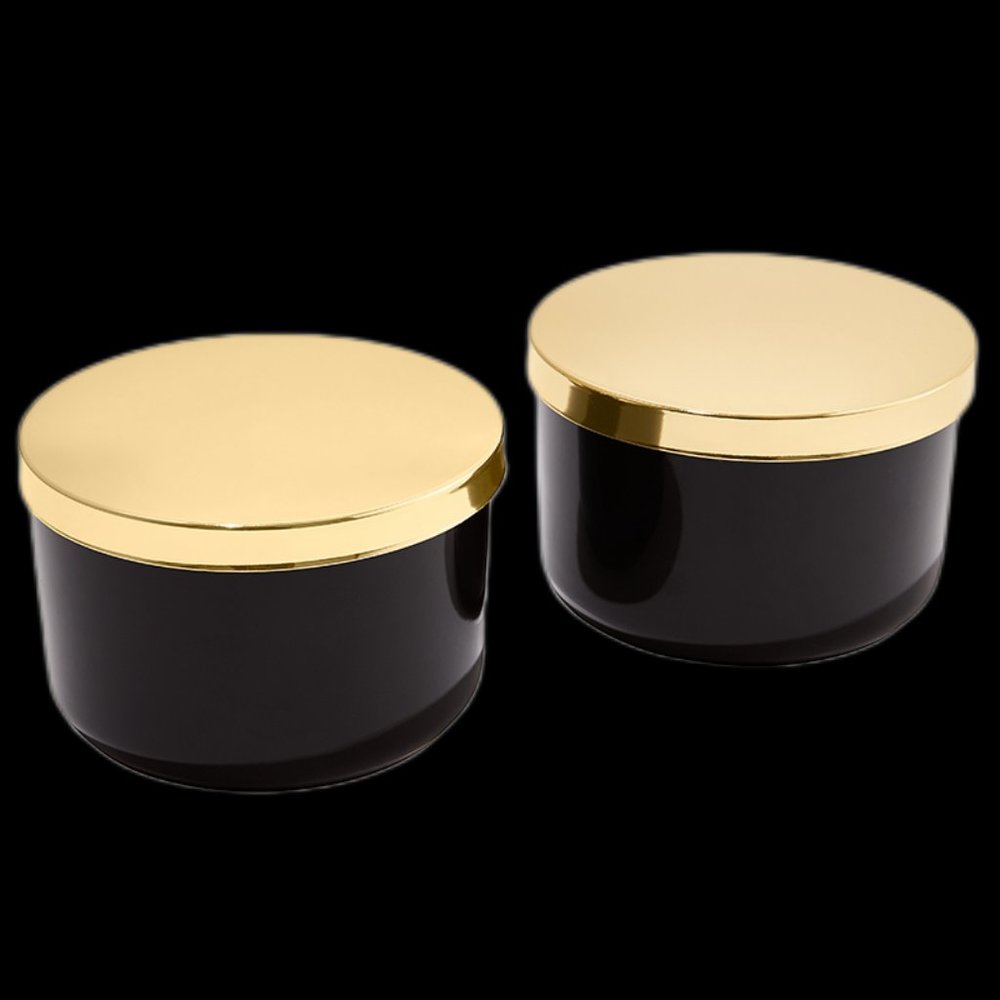 🆕Z Gallerie Multi-Use Storage Duo Two Ceramic Canisters;Goldtone Cushioned lids